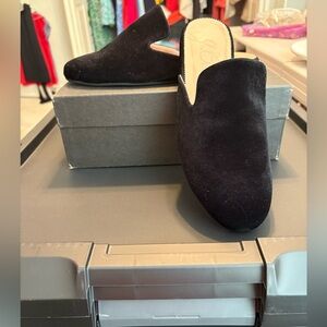 JCrew new in box black velvet mules. Beautiful